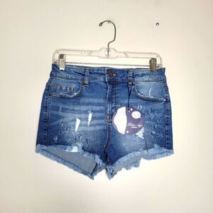 NEW Blue Age Denim Booty Shaping Shorts Sculpting Fringe Raw Hem Size Large